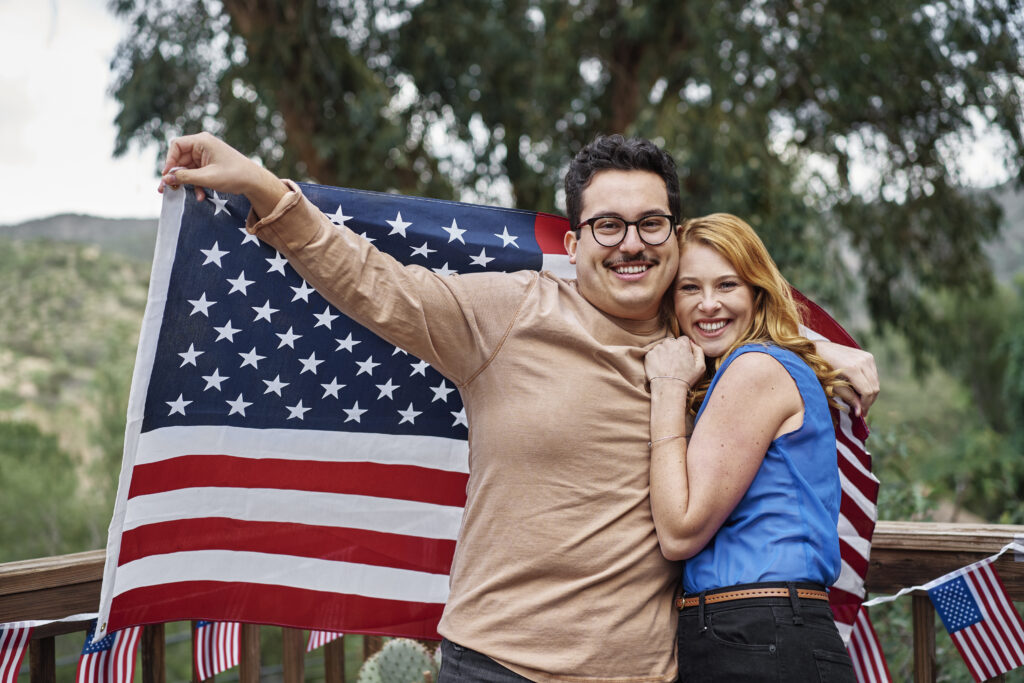 Family members celebrating their permanent residency in the U.S.