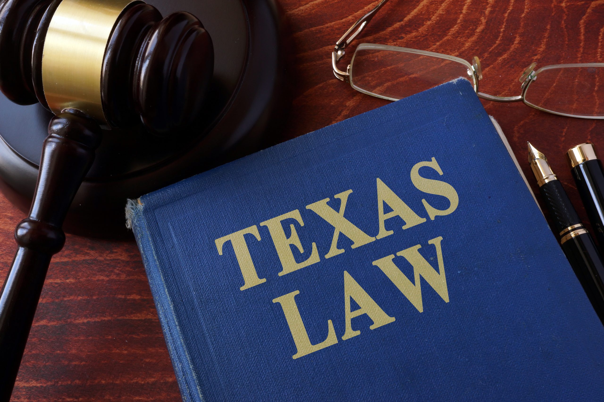 A legal hand book that says Texas Law and a gavel. - Immigration Law