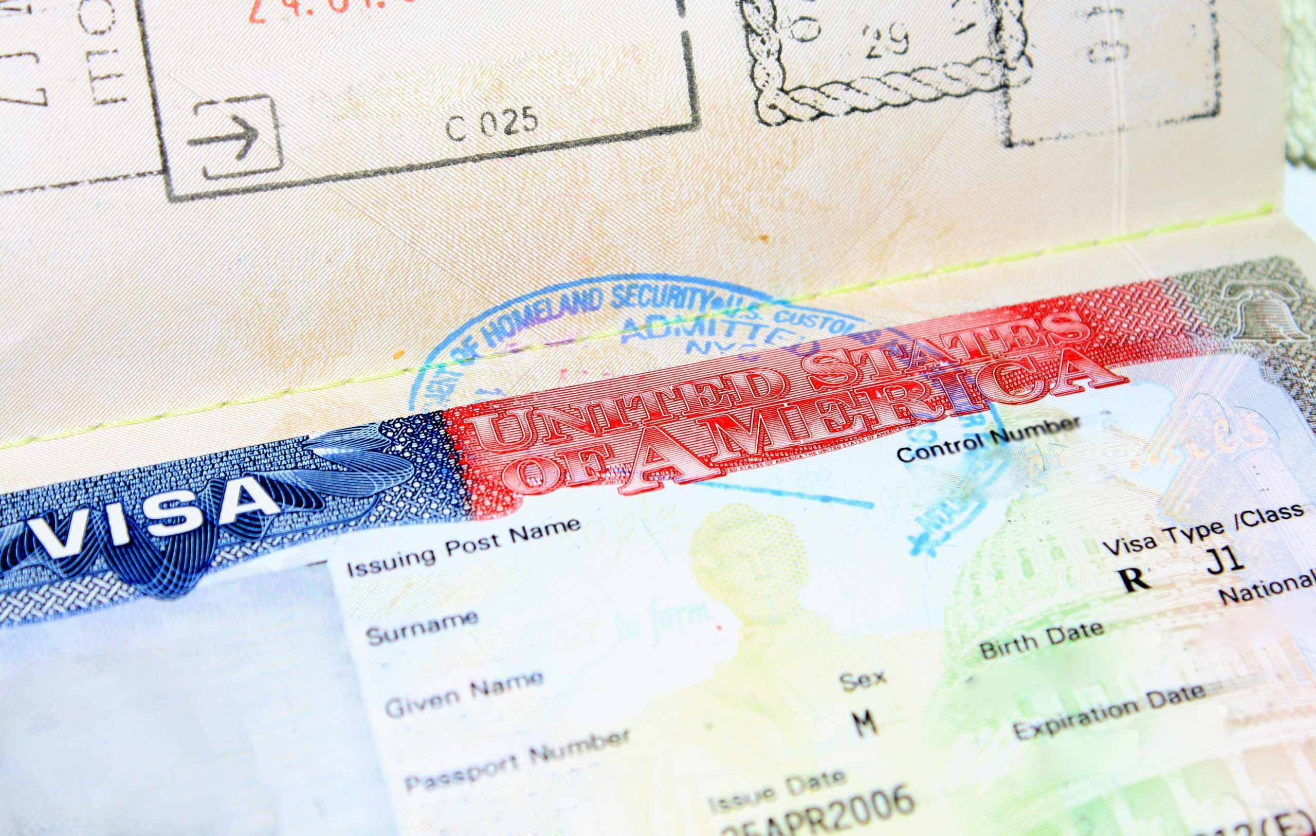 Empty J1 USA approved visa.